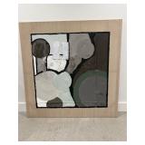 Signed Geo Abstract Art on Linen-Wrapped Frame