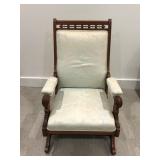 Antique Style Platform Rocking Chair – Wood Frame & Upholstered Seat