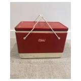 Circa 1970s Red Coleman Metal Cooler Model 5270B701