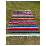 Colorful Mexican Serape Fringed Blanket – Striped Pattern
