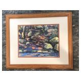 Framed Abstract Landscape Print – Signed “Sue”