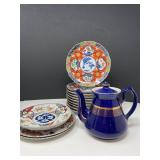Imari Plates, Hall Cobalt Teapot, Spode & Osler China – Asian Motif