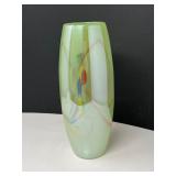 Vintage Luminous Swirled Colors Hand-Blown Green Vase