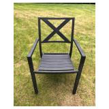 Threshold Black Metal Outdoor Chair - Slatted Seat & X-Back