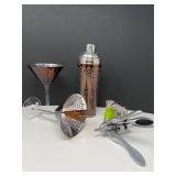 Slant Copper Bar Set, Metrokane Opener & Accessories