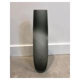 Tall Frosted Gray Glass Vase - Etched Band Detail