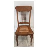 Vintage Wood Side Chair -Cane Seat & Spindle Back