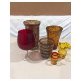 Mixed Art Glass Vase & Candleholder Lot – Mosaic, Murano Style & More