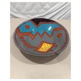 Striking 19” Hand-Painted Bowl by Richard Schneider – Bold Geometric