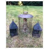 Vintage Bird Feeders – WoodLink Copper Cage & Pair of Lantern Style