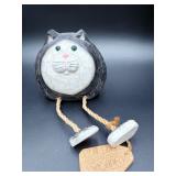 133 MetalCatTealightHolderandHandcarvedCatbyJamesHaddon