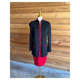 134 STJOHNBlack&RedSkirtSuitSz4