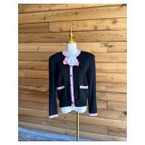 141 STJOHNBlack&PinkSweaterJacketSz8