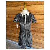 144 VintageMORGANBlack&WhiteCheckedDressNWT125SzS