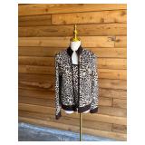 152 STJOHNBrown&GoldMetallicLeopardSweaterSetSzP