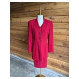 163 DANABUCHMANRed3pcSkirtSuitNWTSz4