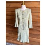 54 STJOHNGreenIvorySkirtSuitNWT1170Sz2
