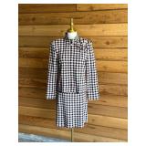 51 STJOHNPink&BlackTweedHoundstoothSkirtSuitSz2