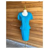 47 STJOHNTealSkirtSuitSz4