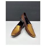 39 ESCADABronzeMetallicLeatherMoccasinsSz38