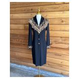 29 STJOHNBlackwMetallicFringeSweaterCoatSz4