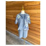 80 TOMMYBAHAMABlueSilk3pcShortSetSzXS4