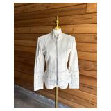 78 STJOHNWhiteLeatherJacketSzP