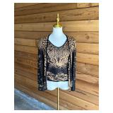 76 ESCADABlack&TanAnimalPrintBeadedSweaterSetSz34