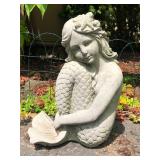 Sculpted Concrete Mermaid Garden Statue
