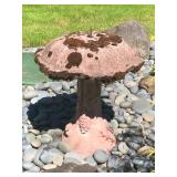 Weathered Concrete Mushroom Garden Sculpture with Relief Detail