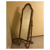 Full-Length Swivel Mirror with Built-In Jewelry Storage Cabinet