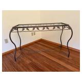 Glass Top Side Table – Grape & Leaf Motif Metalwork Base	