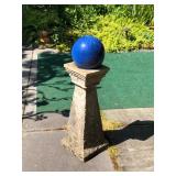 Decorative Garden Pedestal with Glazed Terracotta Orb Accent