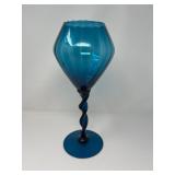 Vintage Empoli Italy Blue Glass Vase – Twisted Stem Design