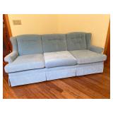 Antique Blue Velour Couch – Reupholstered by Lazarus Bellevue