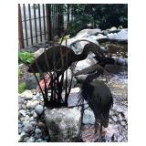 Garden Metal Art - Weathered Pelican and Blue Heron
