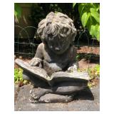 Cement Garden Statue – Angel Reading Book