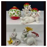 Fitz and Floyd Bunny Trio – Playful Garden & Christmas Blooms Designs