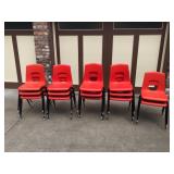 Fourteen Hard Plastic Chairs with Metal Legs – Stackable Seating