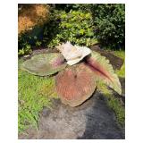 Cement Leaf and Conch Shell Garden Accents