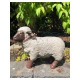 Cement Sheep 12 in Tall Statue – Pastoral Garden Decor