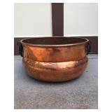 Large Copper Kettle – Handled Basin with Rolled Rim