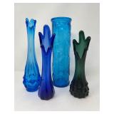 Mid-Century Swung Vases & Empoli Rossini Pear Grapes Blue Vase