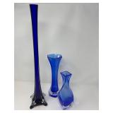 Trio of Handcrafted Floral Vases – Mixed Heights & Styles