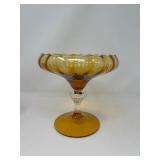 Empoli Amber Glass Compote – Mid-Century Italian Art Glass
