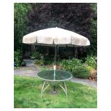 Outdoor Patio Table & Umbrella – Metal Frame Bistro Style
