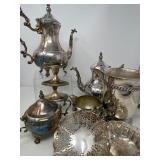 Silverplate pots and sugar/creamer