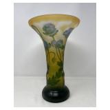 French Art Nouveau Cameo Glass Vase with Poppies