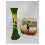 Haynes Ceramic Vase & Royal Doulton Dickens Ware Plate