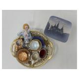 Nippon Shallow Dish Filled with Miniature Swans & Bowls